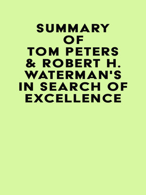 cover image of Summary of Tom Peters & Robert H. Waterman's In Search of Excellence